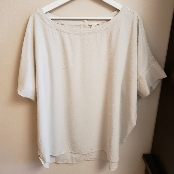 Eileen Fisher Silk Noil Bateau Neck Top - Picture 1 of 4